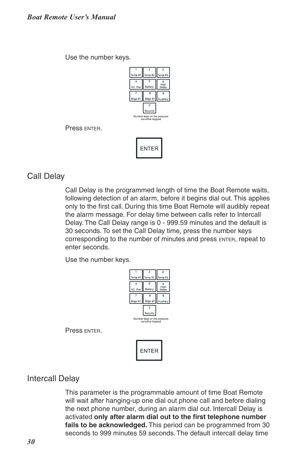 Call delay, Intercall delay | Phonetics Boat Remote User Manual | Page 30 / 90