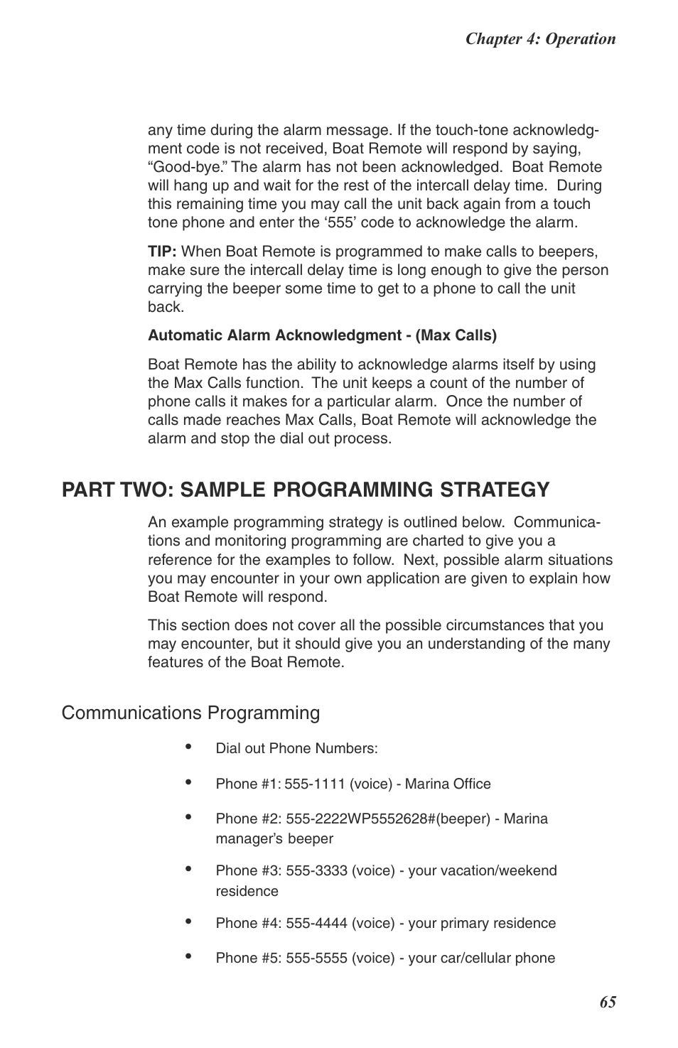 Part two: sample programming strategy, Communications programming | Phonetics Boat Remote User Manual | Page 65 / 90