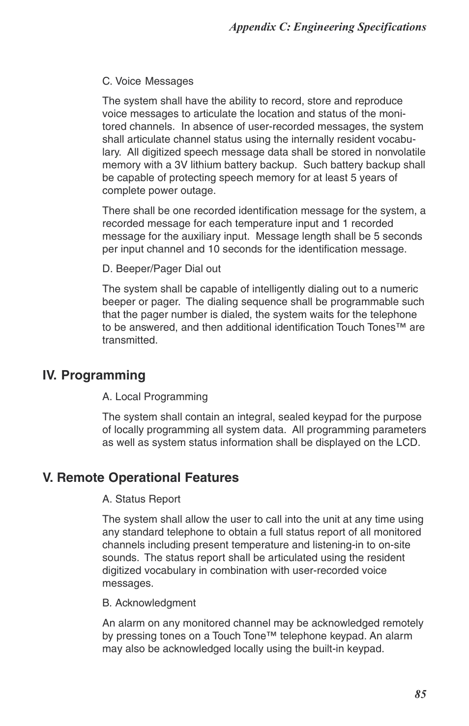 Iv. programming, V. remote operational features | Phonetics Boat Remote User Manual | Page 85 / 90