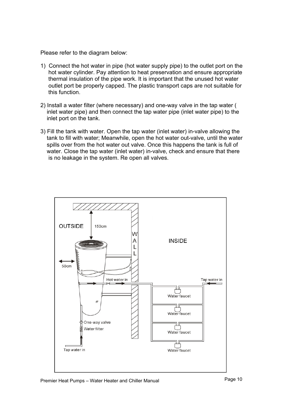 2 water connections | Premier PHP HWC-260 User Manual | Page 10 / 21
