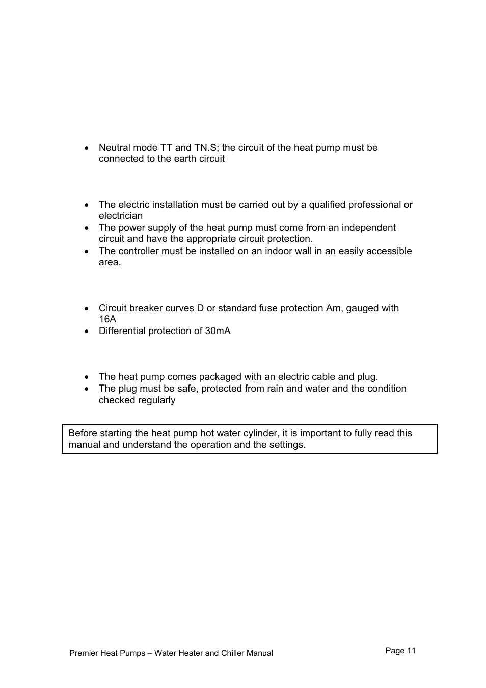 3 electrical connections | Premier PHP HWC-260 User Manual | Page 11 / 21