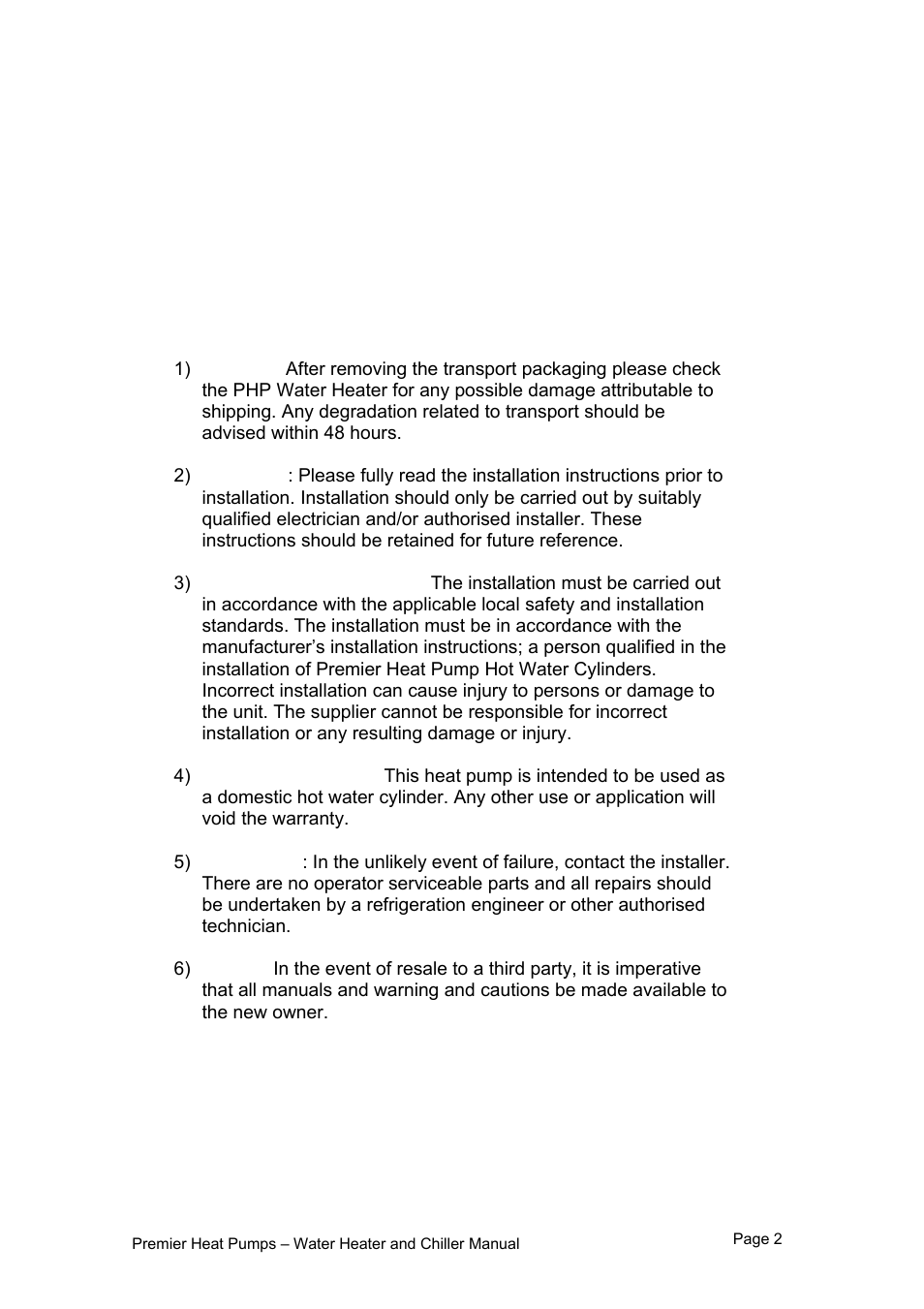 Premier PHP HWC-260 User Manual | Page 2 / 21