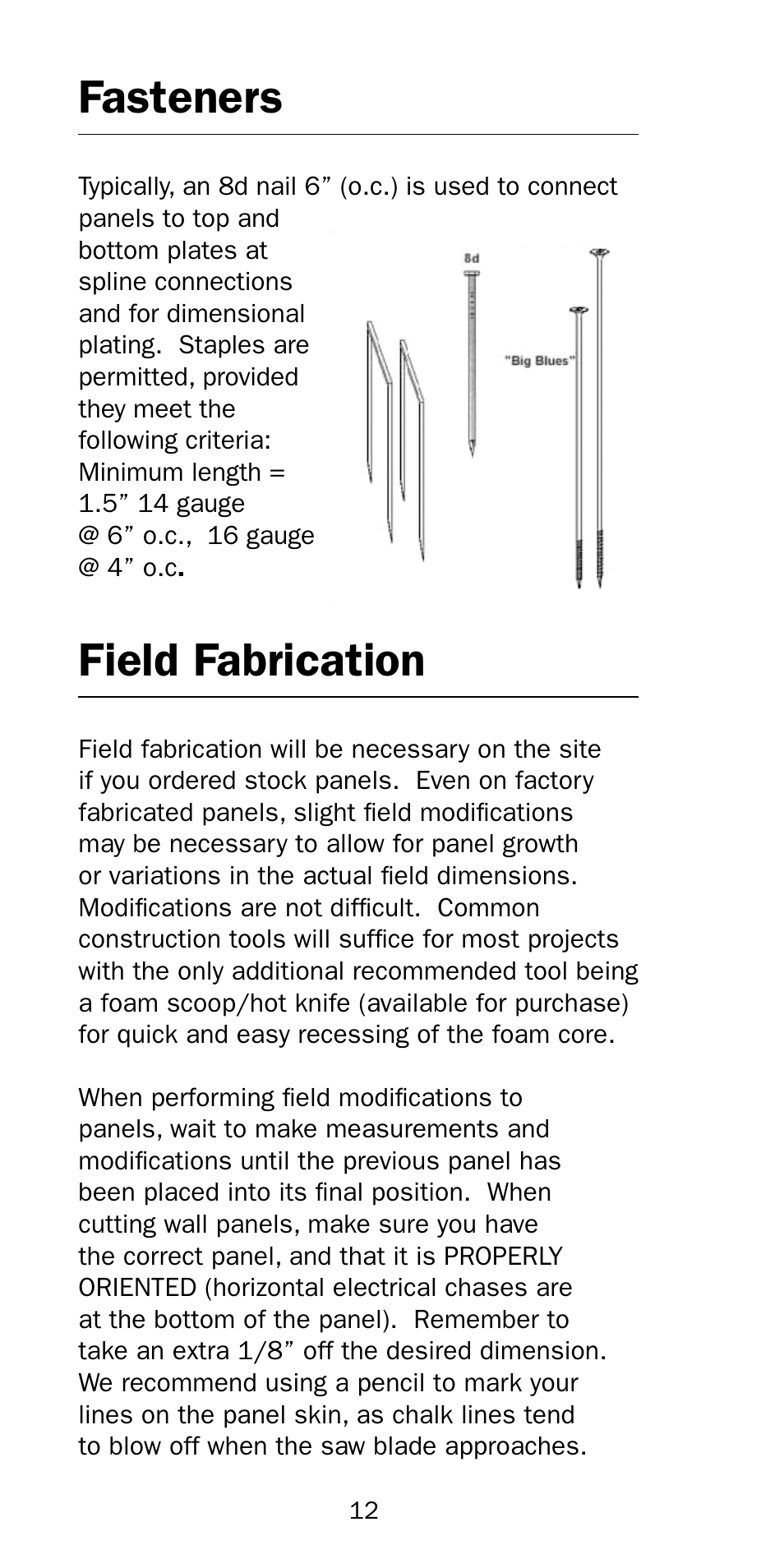 Fasteners, Field fabrication | Premier Floors User Manual | Page 12 / 56