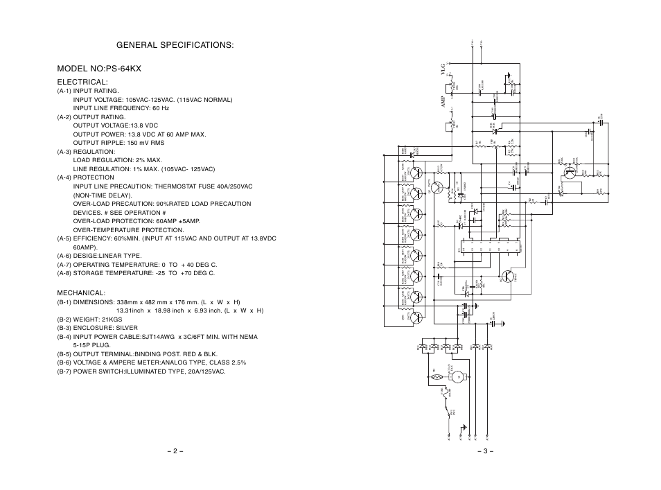 General specifications: model no:ps-64kx, Electrical, Mechanical | Pyramid Car Audio PS-64KX User Manual | Page 2 / 2