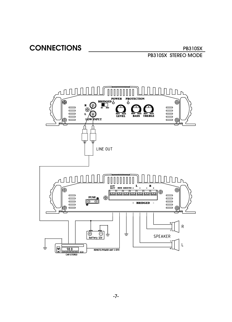 Connections | Pyramid Car Audio PB 610 SX User Manual | Page 8 / 17