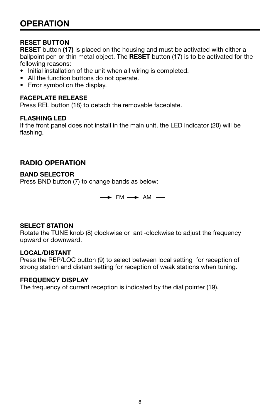 Operation | Pyramid Car Audio CDR40DX User Manual | Page 8 / 12