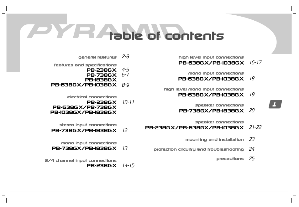 Pyramid Car Audio PB-738GX User Manual | Page 3 / 28