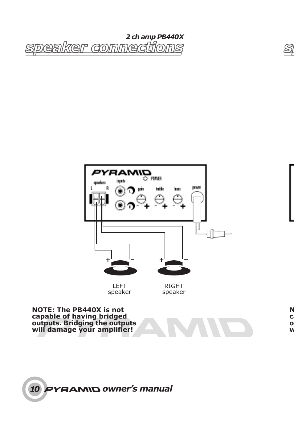 Speaker connections | Pyramid Car Audio PB440X User Manual | Page 12 / 16