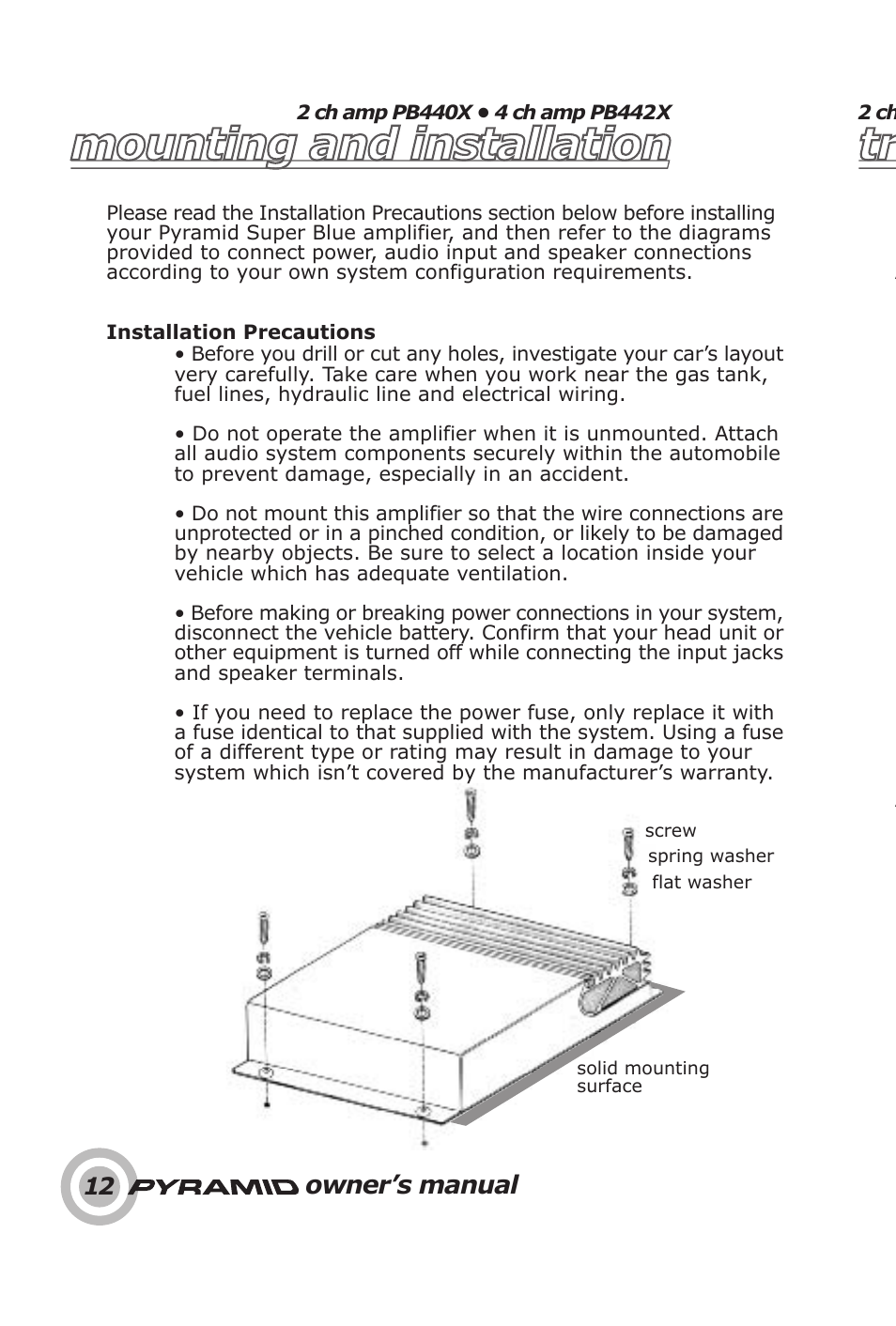 Troubleshooting mounting and installation, Owner’s manual | Pyramid Car Audio PB440X User Manual | Page 14 / 16