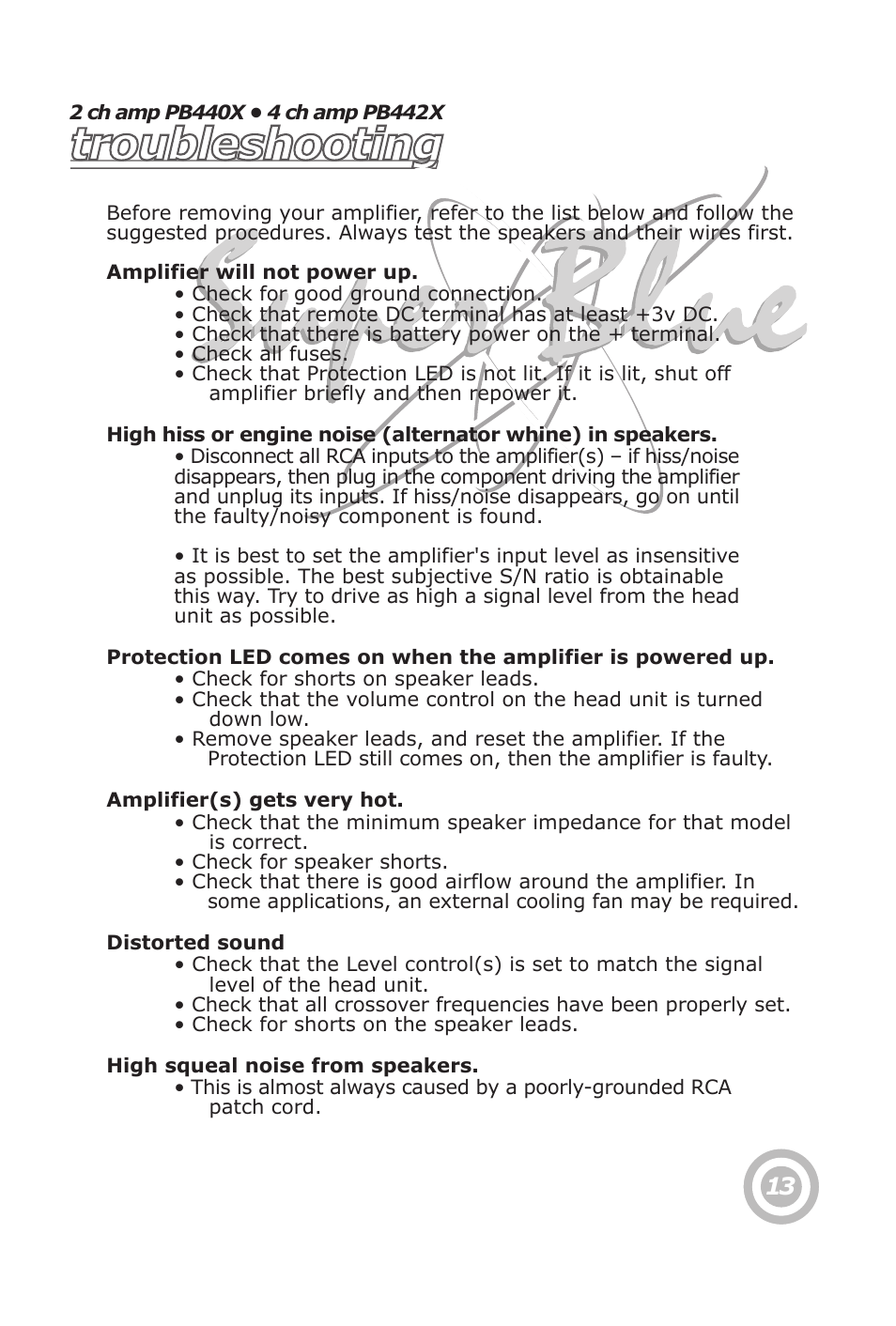 Troubleshooting mounting and installation | Pyramid Car Audio PB440X User Manual | Page 15 / 16