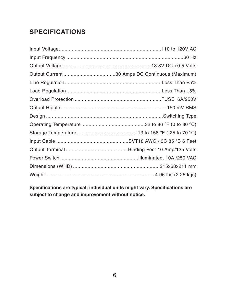 Specifications | Pyramid Car Audio PSV-300 User Manual | Page 7 / 7