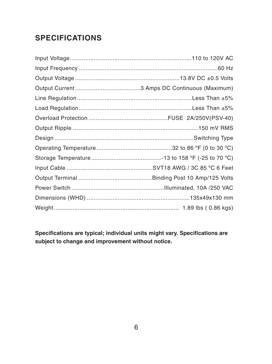 Specifications | Pyramid Car Audio PSV-40 User Manual | Page 8 / 8