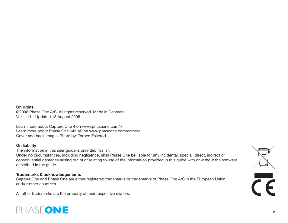 Phase One 645 AF User Manual | Page 2 / 106