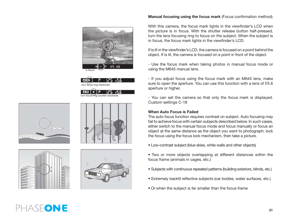 Phase One 645 AF User Manual | Page 31 / 106