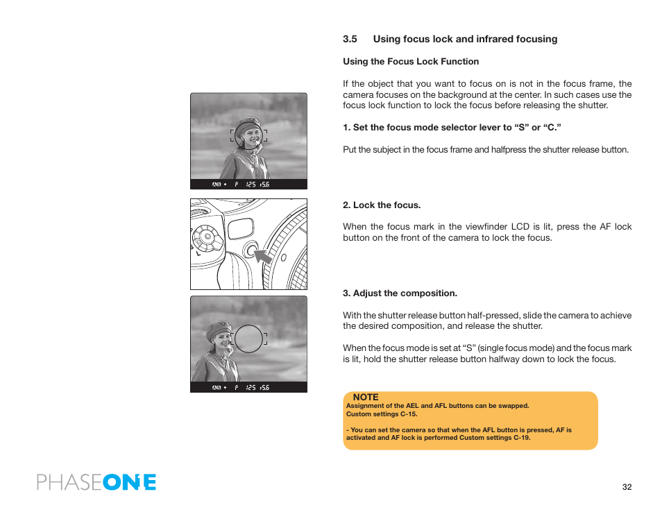5 using focus lock and infrared focusing | Phase One 645 AF User Manual | Page 32 / 106