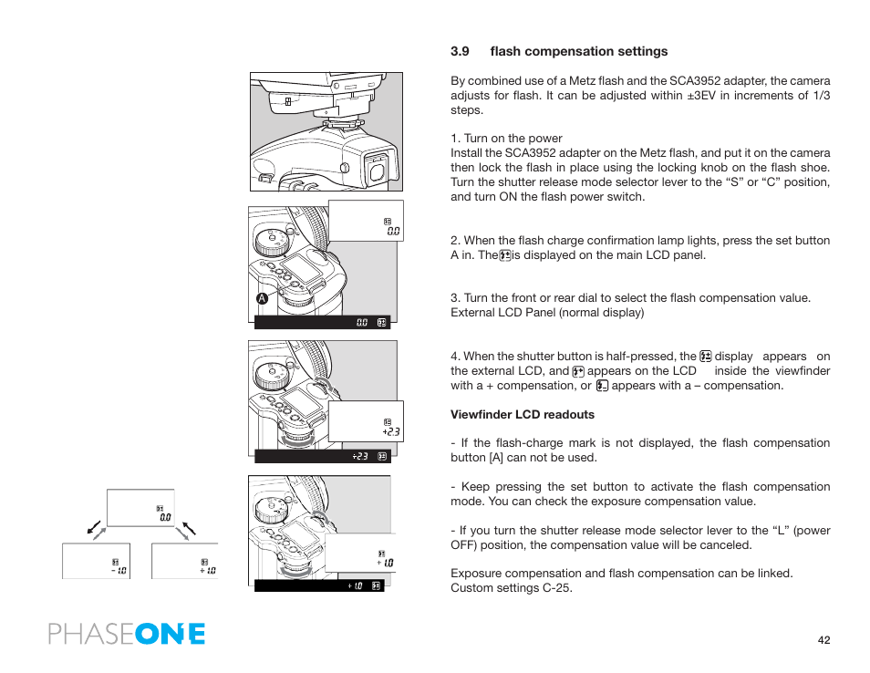 9 flash compensation settings | Phase One 645 AF User Manual | Page 42 / 106