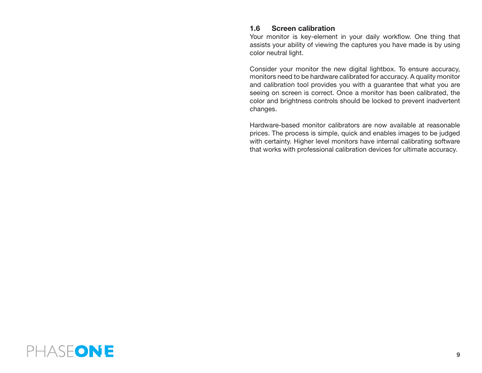 6 screen calibration | Phase One 645 AF User Manual | Page 9 / 106