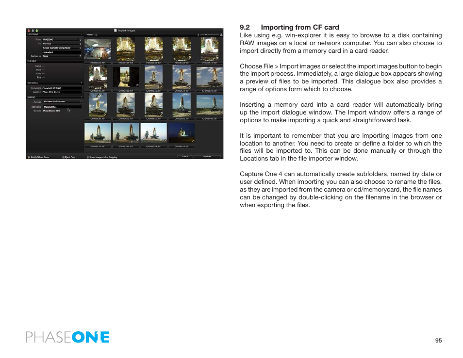 2 importing from cf card | Phase One 645 AF User Manual | Page 95 / 106