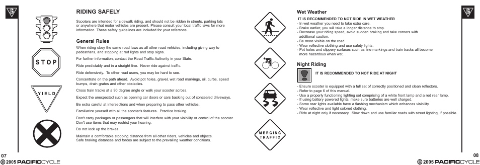Riding safely, General rules, Wet weather | Night riding | Pacific Cycle CUCINA HR7633 User Manual | Page 8 / 31