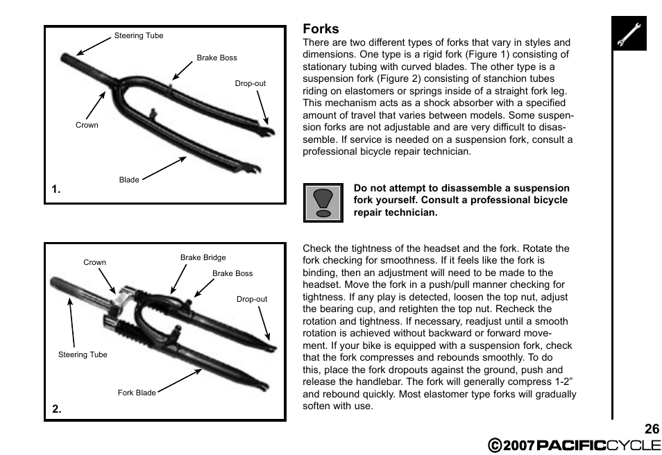 26 forks | Pacific Cycle BRIGHT LIGHT ENERGY HF3305 User Manual | Page 33 / 119