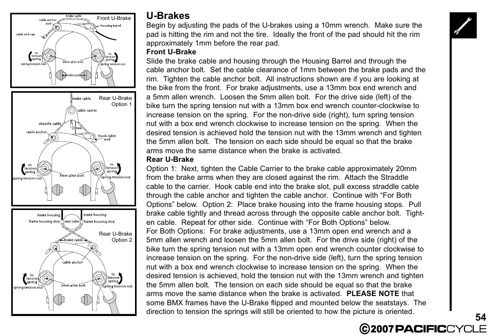 54 u-brakes | Pacific Cycle BRIGHT LIGHT ENERGY HF3305 User Manual | Page 61 / 119