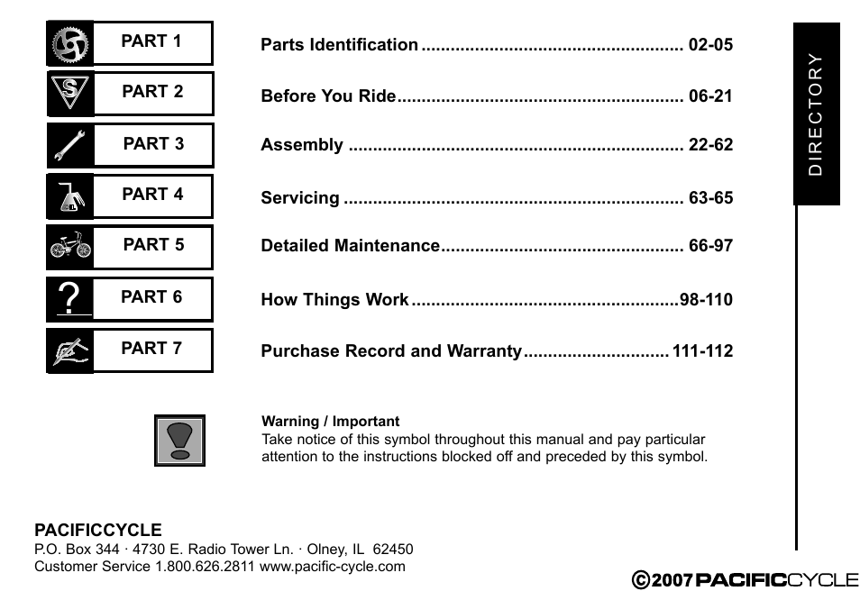 Pacific Cycle BRIGHT LIGHT ENERGY HF3305 User Manual | Page 7 / 119