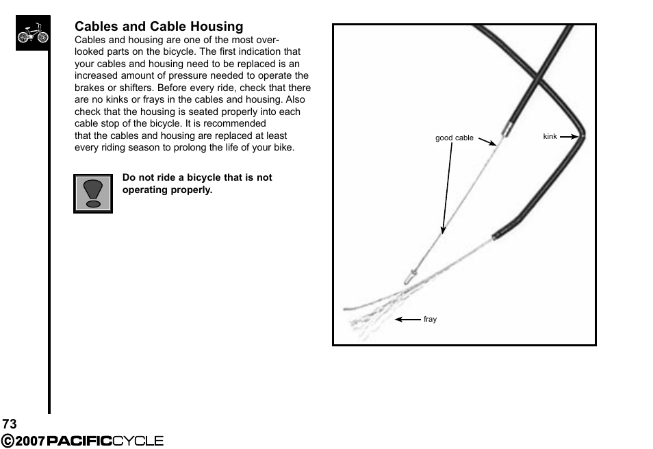 73 cables and cable housing | Pacific Cycle BRIGHT LIGHT ENERGY HF3305 User Manual | Page 80 / 119