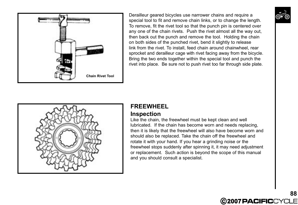 Freewheel inspection | Pacific Cycle BRIGHT LIGHT ENERGY HF3305 User Manual | Page 95 / 119