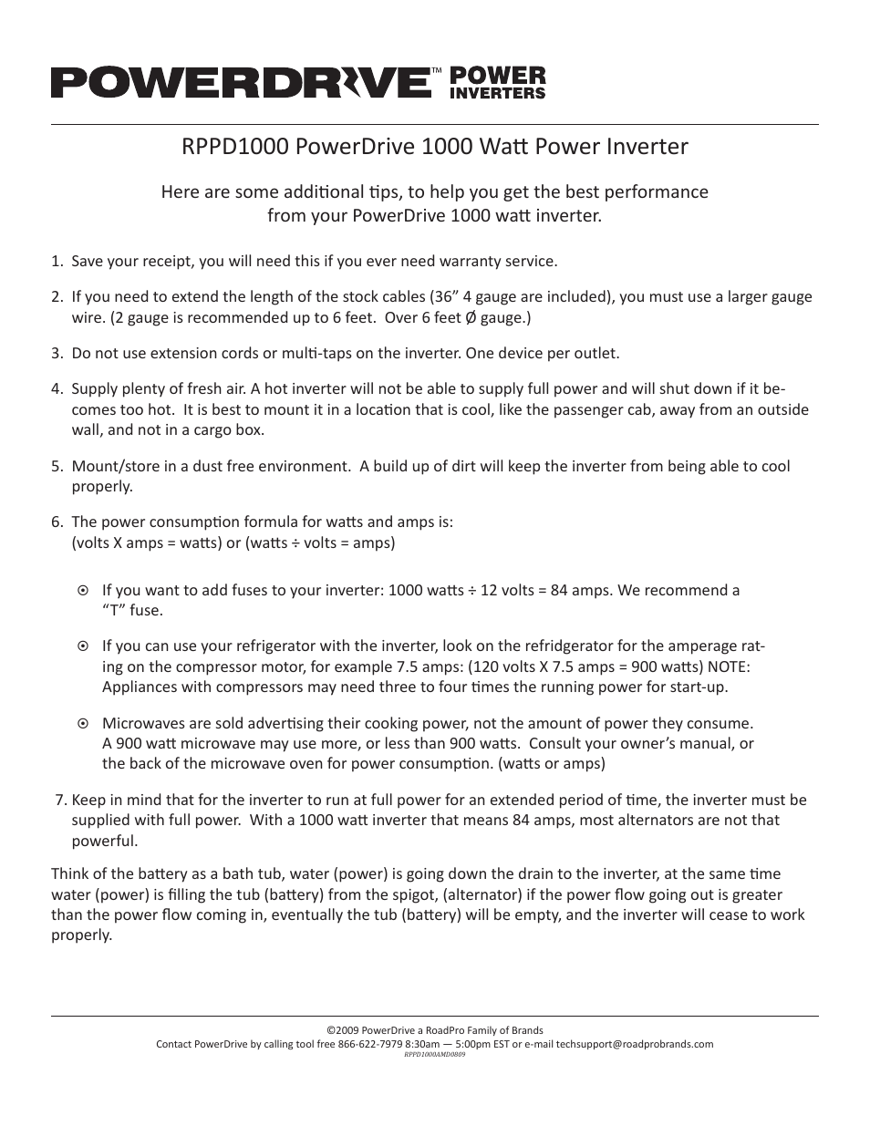 Power Drive RPPD1000 User Manual | 1 page