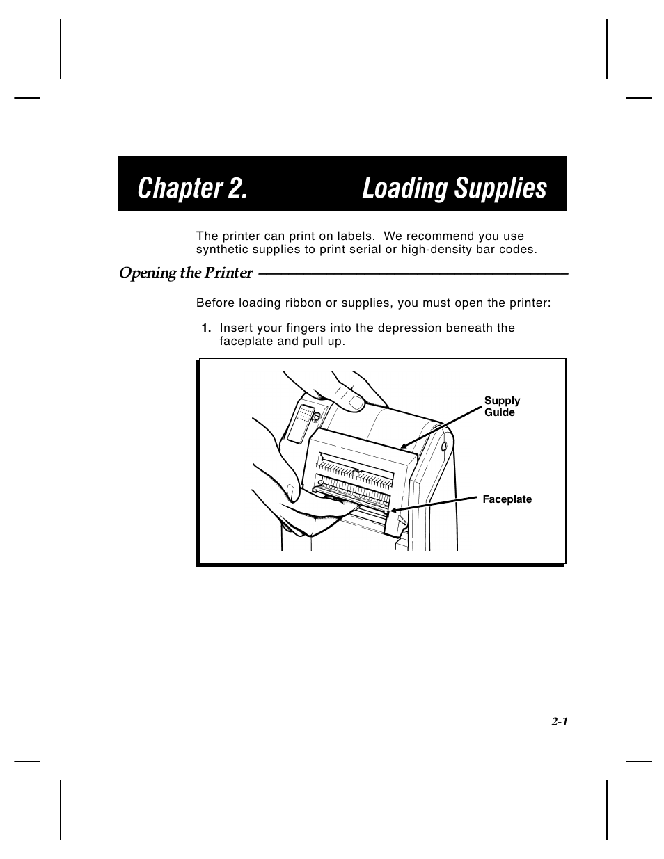 Chapter 2. loading supplies | Paxar 4 User Manual | Page 14 / 54