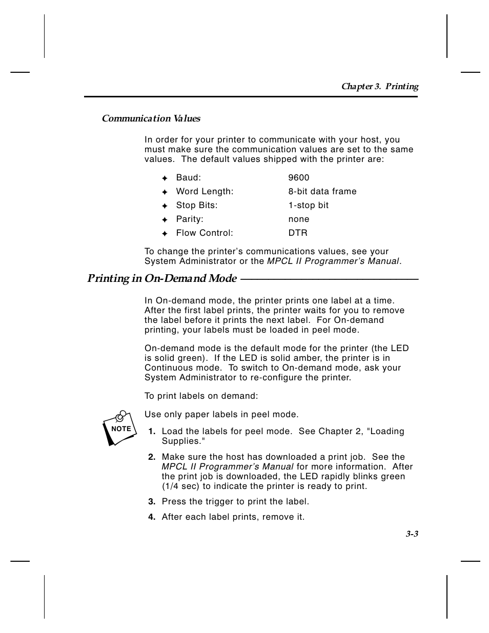 Printing in on-demand mode | Paxar 4 User Manual | Page 30 / 54