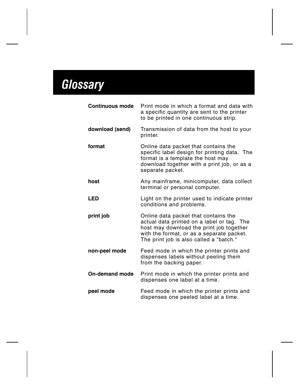 Glossary | Paxar 4 User Manual | Page 52 / 54