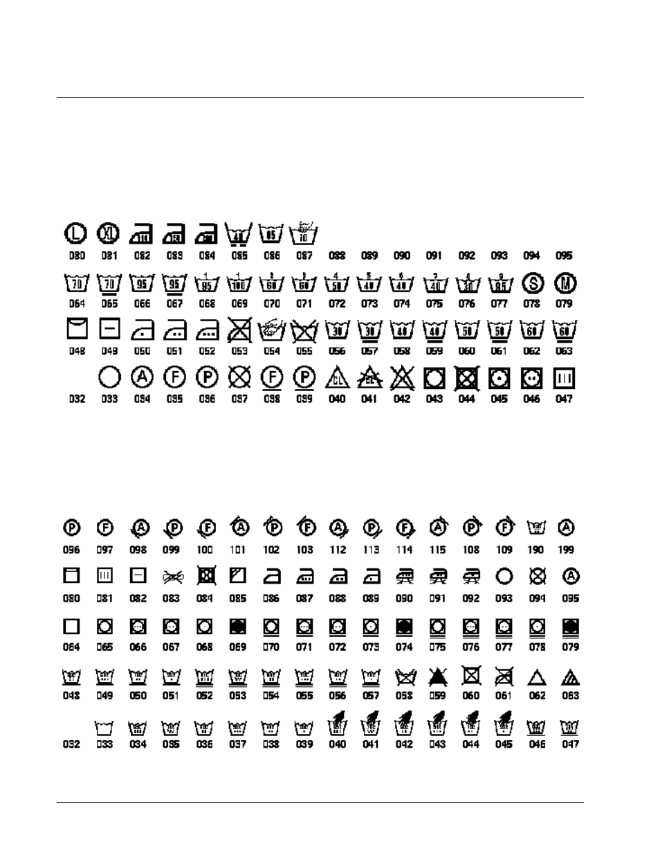 Care symbol font samples | Paxar 611 User Manual | Page 36 / 63