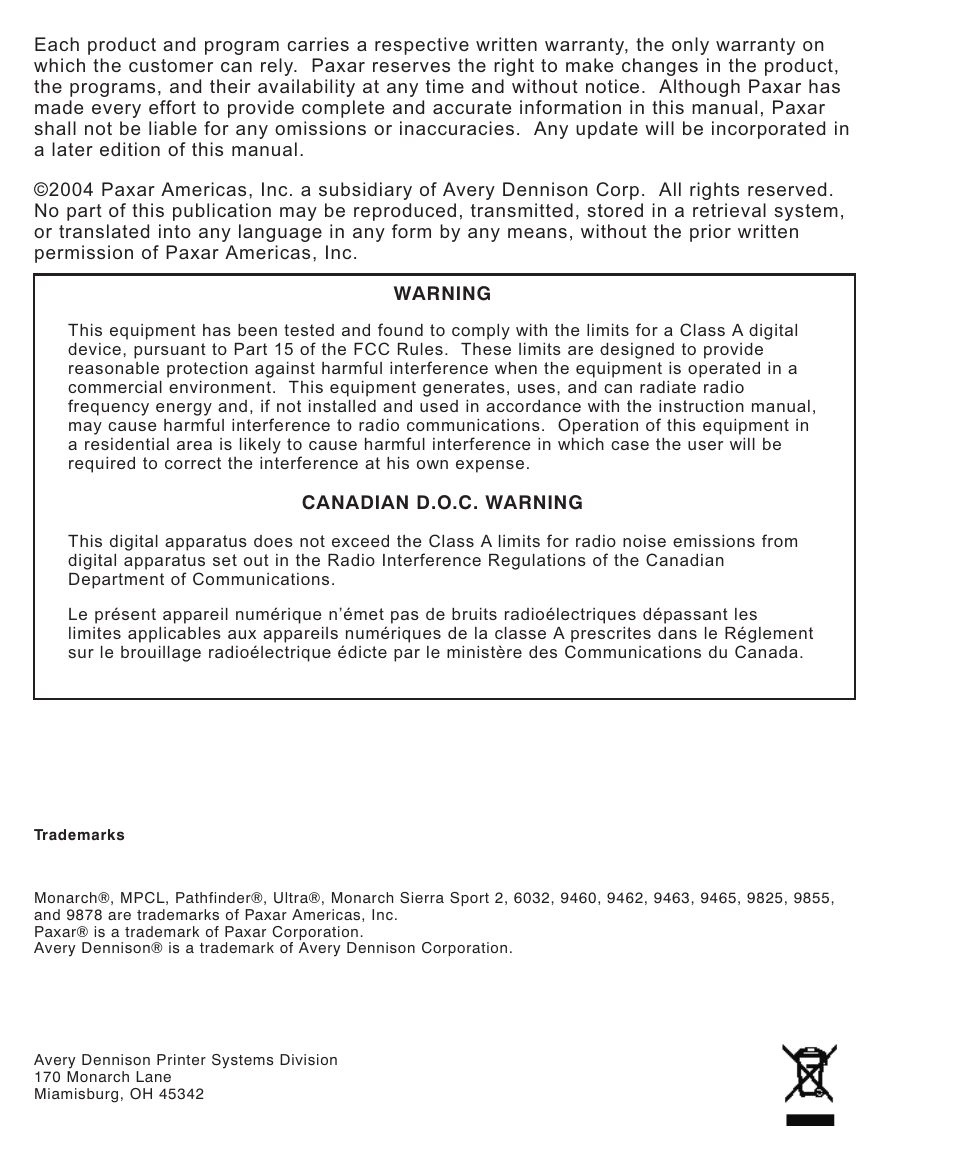 Paxar Mobile Work Station (MWS) Monarch 9878 User Manual | Page 2 / 38