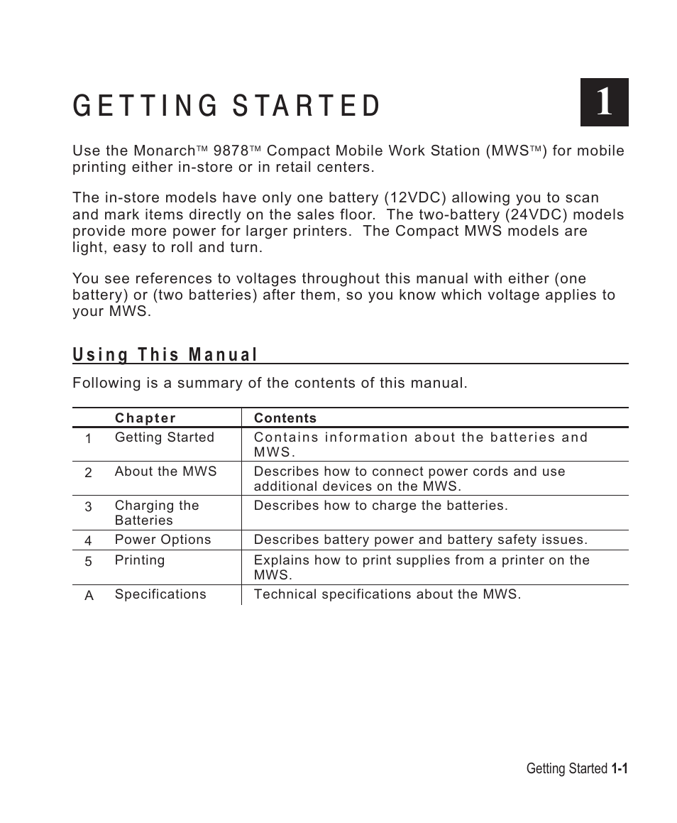 Paxar Mobile Work Station (MWS) Monarch 9878 User Manual | Page 7 / 38