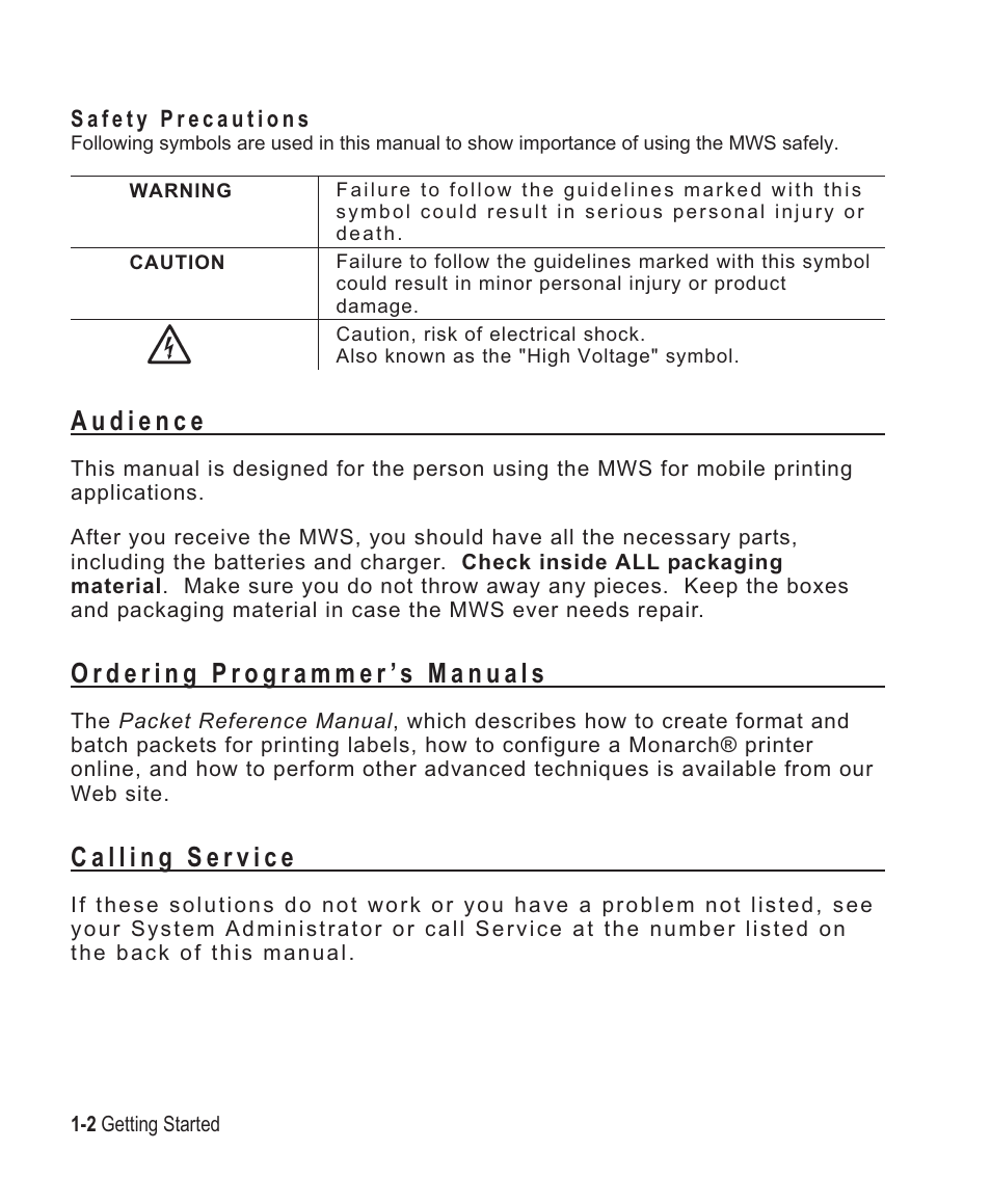 Paxar Mobile Work Station (MWS) Monarch 9878 User Manual | Page 8 / 38