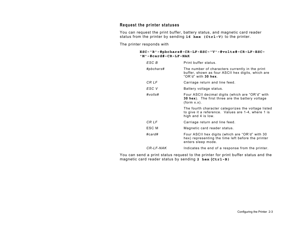 Request the printer statuses | Paxar 9430RX User Manual | Page 16 / 55