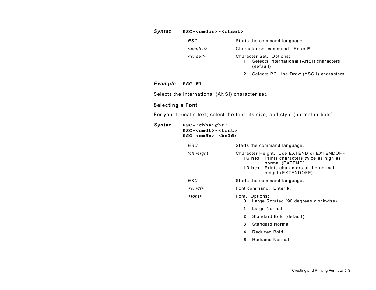 Selecting a font | Paxar 9430RX User Manual | Page 26 / 55