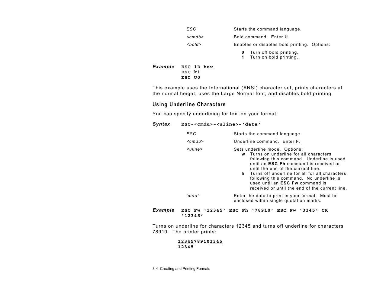 Using underline characters | Paxar 9430RX User Manual | Page 27 / 55
