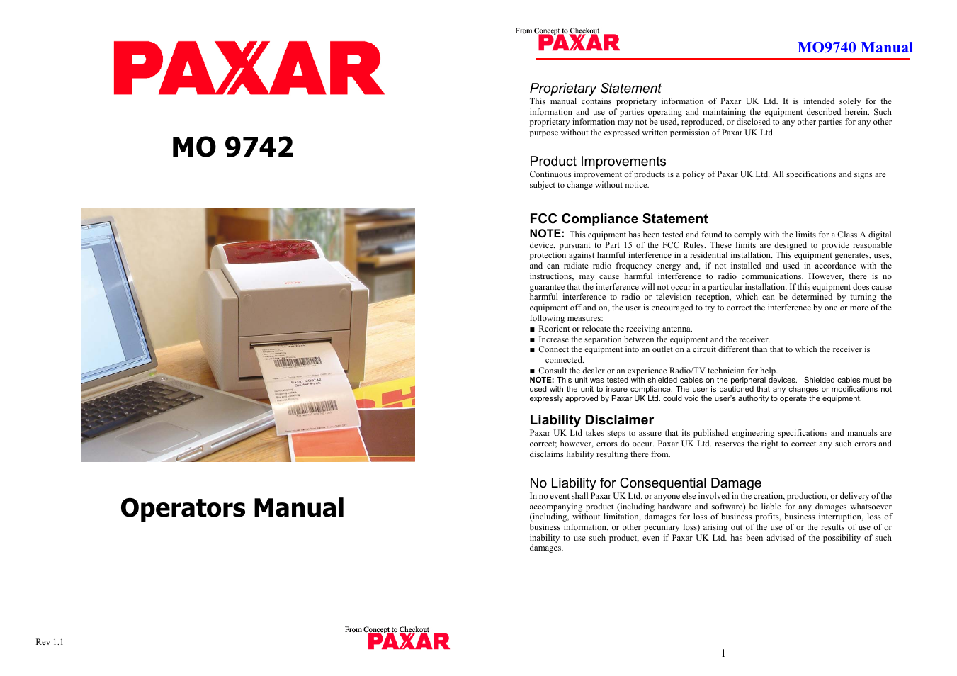 Paxar MO 9742 User Manual | 35 pages