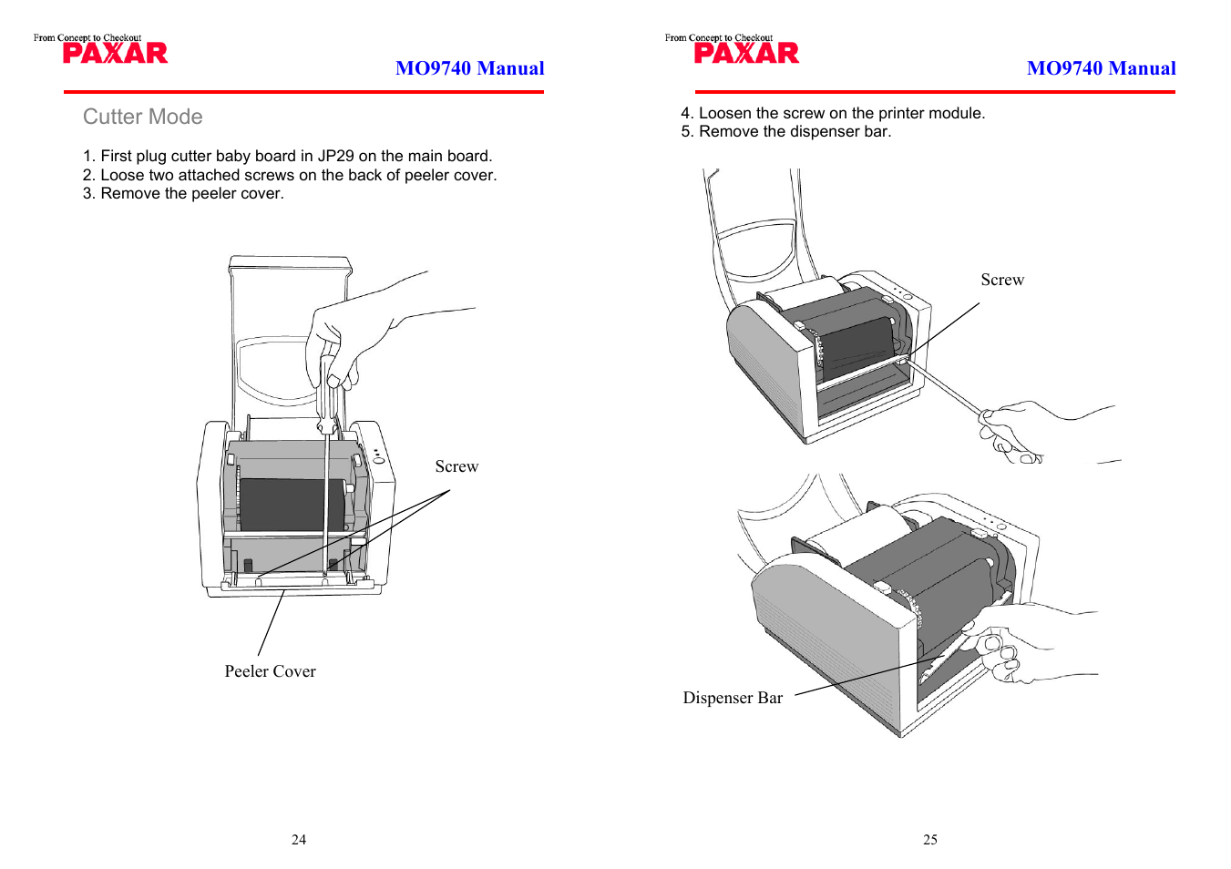 Cutter mode | Paxar MO 9742 User Manual | Page 13 / 35
