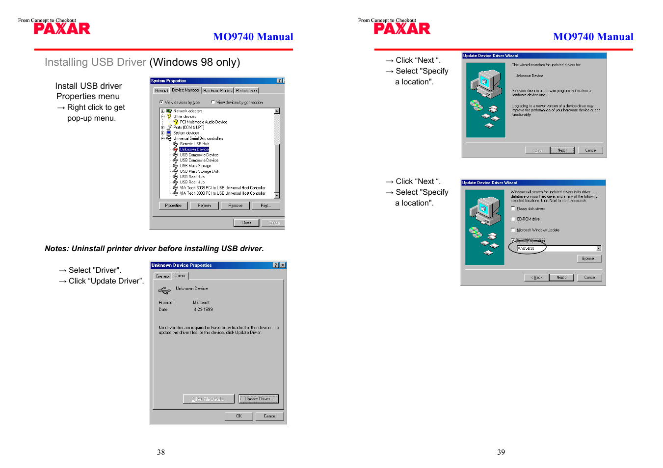 Installing printer driver | Paxar MO 9742 User Manual | Page 20 / 35