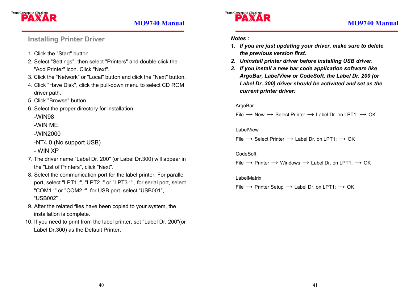 Paxar MO 9742 User Manual | Page 21 / 35