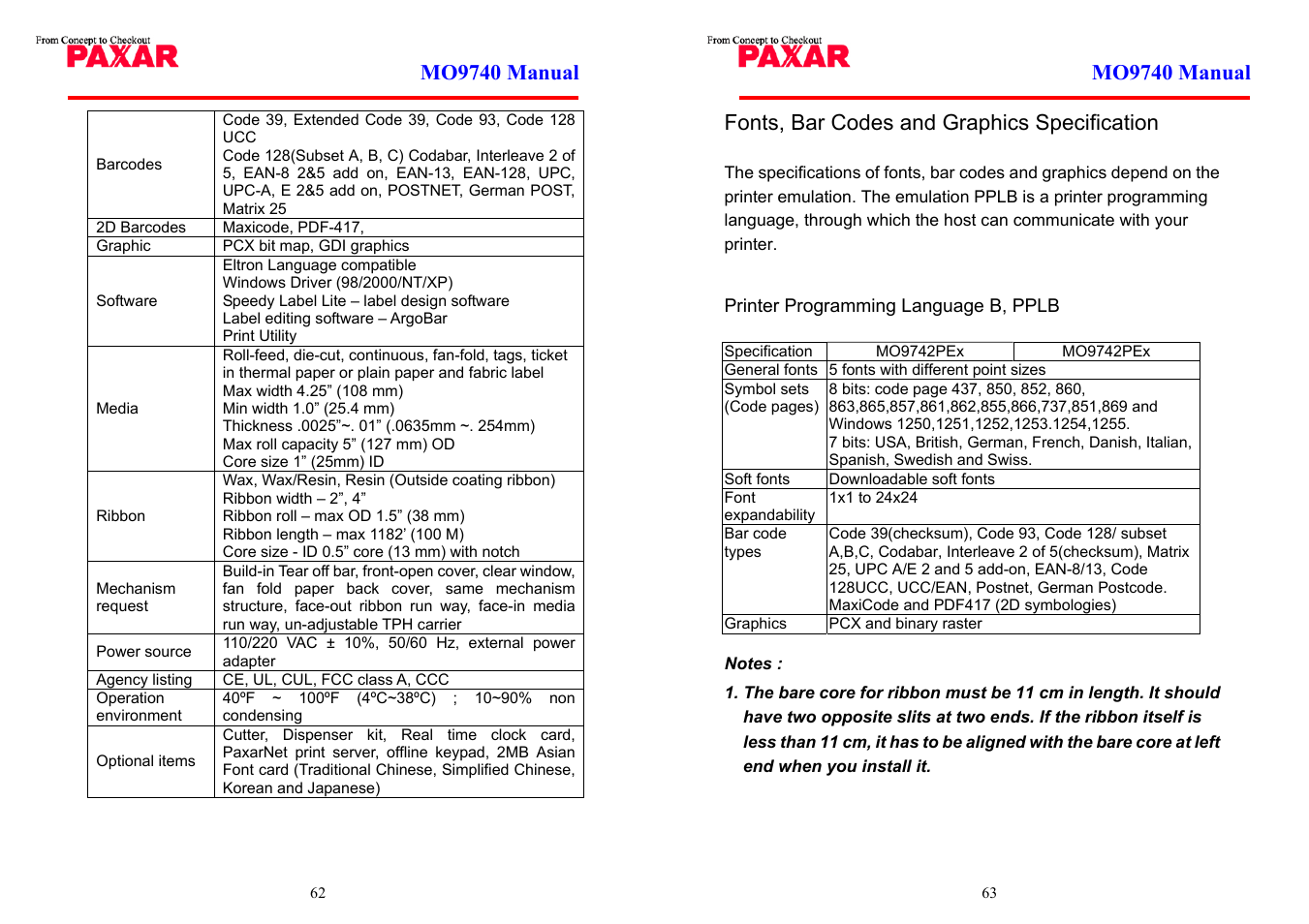 Paxar MO 9742 User Manual | Page 32 / 35