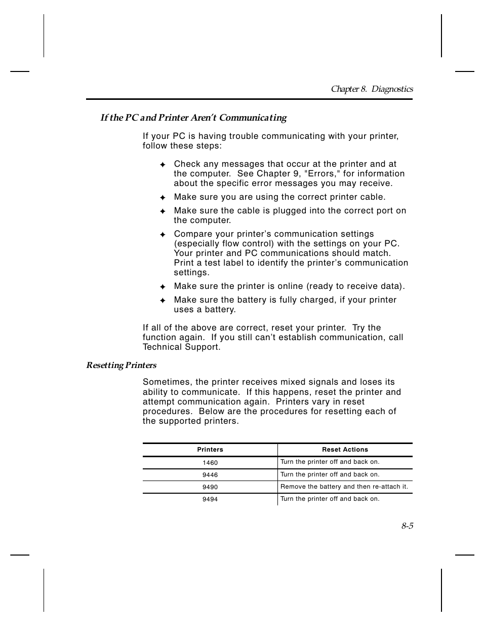 If the pc and printer aren’t communicating | Paxar Monarch TCMPCL2PR User Manual | Page 121 / 217