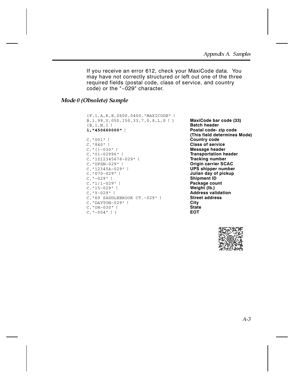 Mode 0 (obsolete) sample | Paxar Monarch TCMPCL2PR User Manual | Page 157 / 217