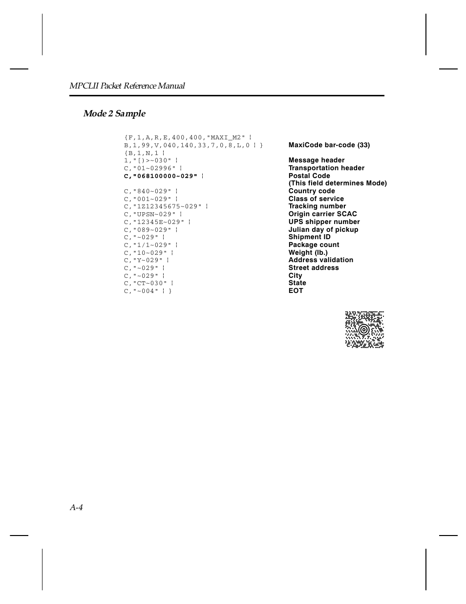 Mode 2 sample | Paxar Monarch TCMPCL2PR User Manual | Page 158 / 217