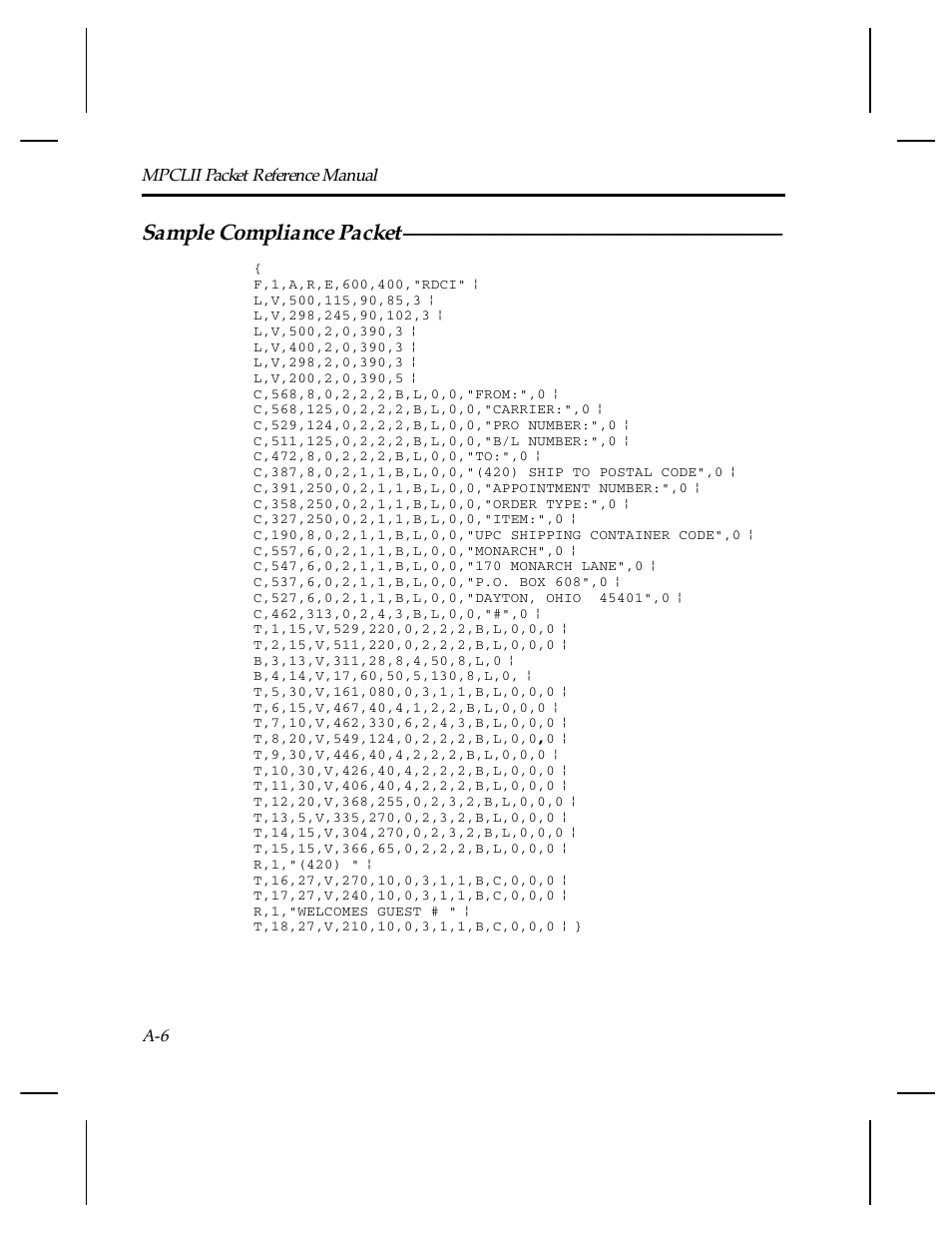 Sample compliance packet | Paxar Monarch TCMPCL2PR User Manual | Page 160 / 217