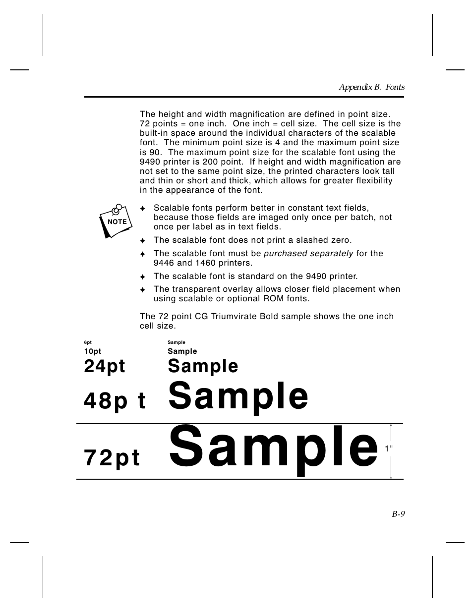 Sample, 48p t, 7 2 p t | 24pt sample | Paxar Monarch TCMPCL2PR User Manual | Page 175 / 217