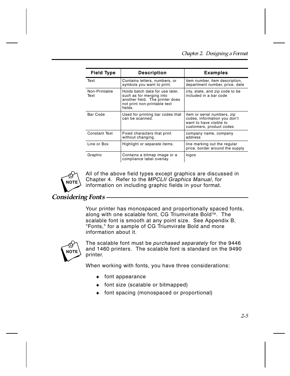 Considering fonts | Paxar Monarch TCMPCL2PR User Manual | Page 19 / 217